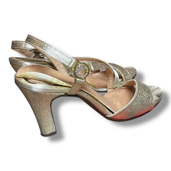 Vintage Animato Gold Strappy Heels Size 6.5M Slingback Sandals JC Penney - Picture 3 of 12